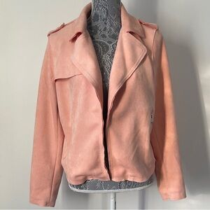 Philosophy Peach Suede Bomber Jacket